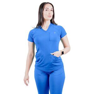 Evrpur FIT Scrub set (XS) Women's "Pocket Plus" Scrub Tops & Joggers Royal Blue